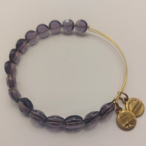 ALEX AND ANI Amethyst Luxe Bracelet Beaded Faceted Bangle Gold Electroplate EUC - Picture 14 of 14